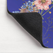 Deep Blue Monogram Simple Floral Mousepad (Ecke)