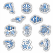 Deep Blue Nautilus-Gestreiftes Meer-Lebensaufklebe Aufkleber (Vorderseite)