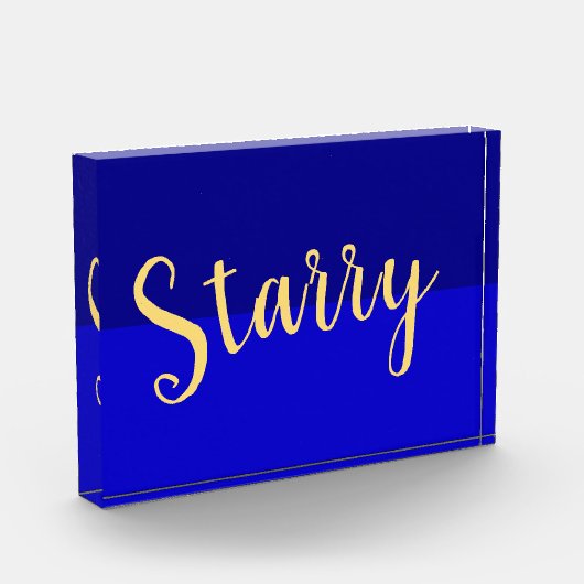 Deep Blue Night Sky Elegante Warm "Starry" Script Fotoblock (Links)