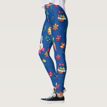Deep Blue Oaster Patterns Leggings