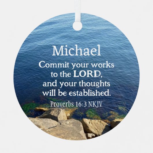 Deep Blue Ocean Foto Christlich Neujahr biblisch Ornament Aus Metall (Vorderseite)