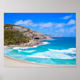 Deep Blue Ocean Gentle Waves Rocks Fotografie Poster
