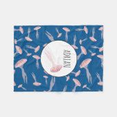 Deep Blue Ocean Jellyfish Pattern Individuelle Nam Fleecedecke (Vorderseite (Horizontal))