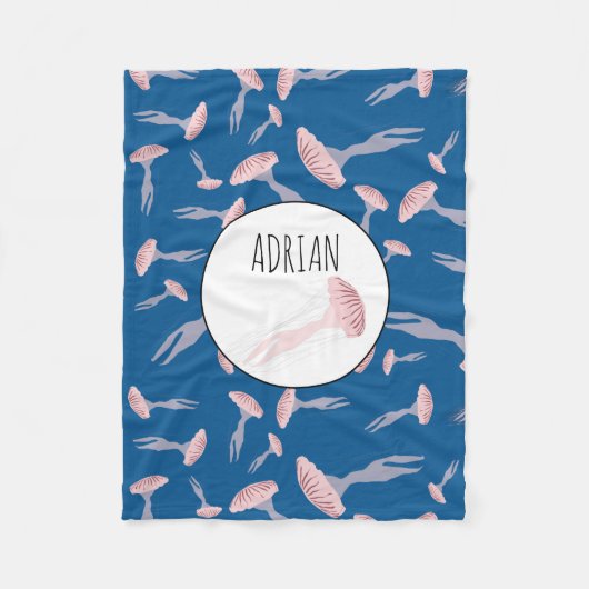 Deep Blue Ocean Jellyfish Pattern Individuelle Nam Fleecedecke (Vorderseite)