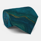 Deep Blue Ocean Marble Agate Texture Krawatte (Gerollt)