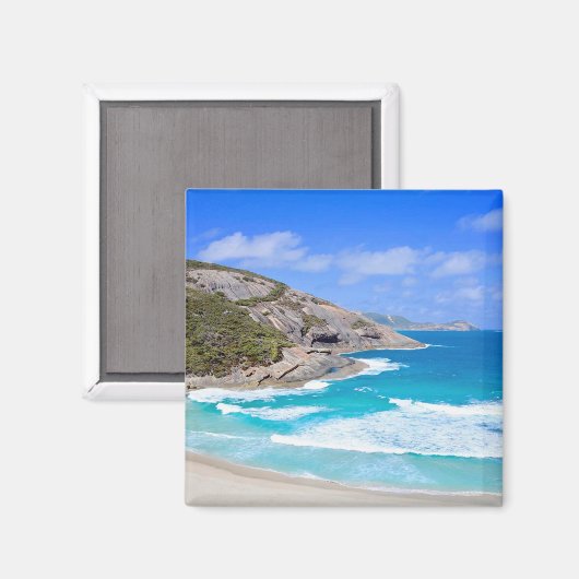 Deep Blue Ocean Waves Cliffs Blue Sky Foto Magnet (Vorderseite/Rückseite)