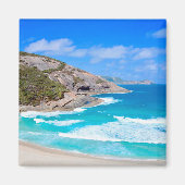 Deep Blue Ocean Waves Cliffs Blue Sky Foto Magnet (Vorne)