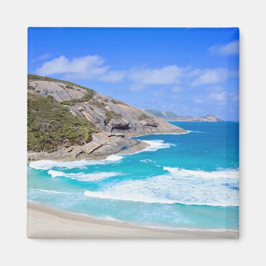 Deep Blue Ocean Waves Cliffs Blue Sky Foto Magnet (Vorne)
