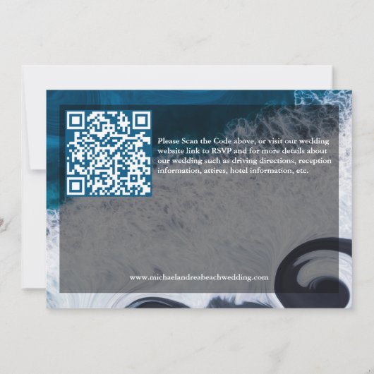 Deep Blue Ocean Waves Modern Beach Wedding QR Code (Rückseite)