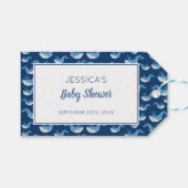 Deep Blue Ocean Whale Baby Boy Baby Dusche Geschenkanhänger (Vorderseite (Horizontal))