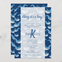 Deep Blue Ocean Whale Muster Ahoy Boy Baby Dusche