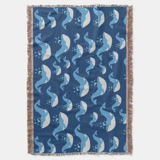 Deep Blue Ocean Whale Muster Decke (Vorderseite Vertikal)