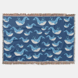 Deep Blue Ocean Whale Muster Decke