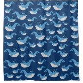 Deep Blue Ocean Whale Muster Duschvorhang (Vorderseite)