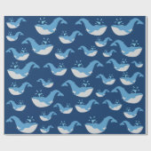 Deep Blue Ocean Whale Muster Geschenkpapier (Flach)