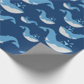 Deep Blue Ocean Whale Muster Geschenkpapier (Ecke)