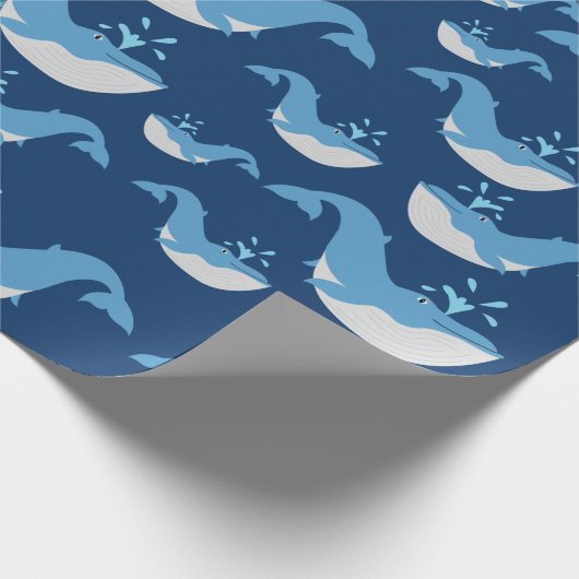 Deep Blue Ocean Whale Muster Geschenkpapier (Ecke)
