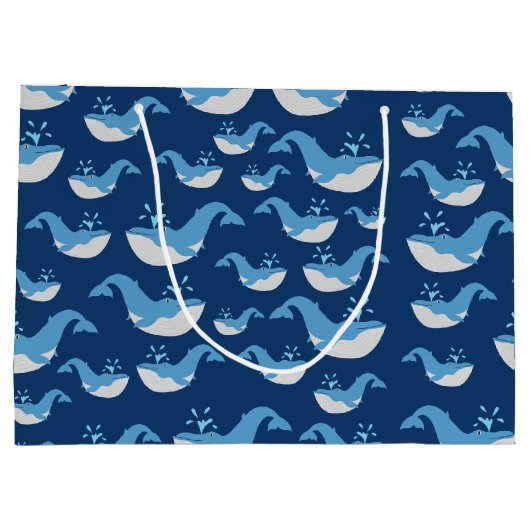 Deep Blue Ocean Whale Muster Große Geschenktüte (Rückseite)