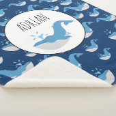 Deep Blue Ocean Whale Muster Individuelle Name Sherpadecke (3/4)