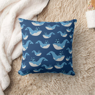 Deep Blue Ocean Whale Muster Kissen