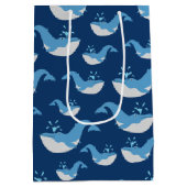 Deep Blue Ocean Whale Muster Mittlere Geschenktüte (Rückseite)
