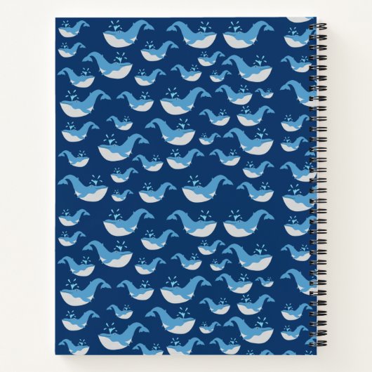 Deep Blue Ocean Whale Pattern School Notizblock (Rückseite)