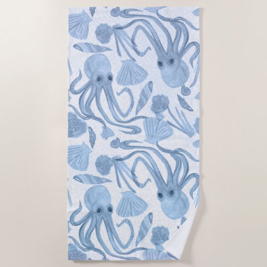 Deep Blue Octo Beach Handtuch (Vorderseite)