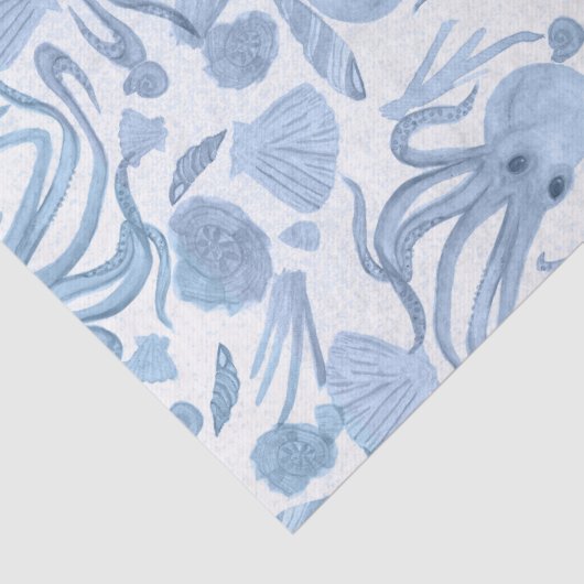 Deep Blue Octo Tissue Paper Seidenpapier (Detail)