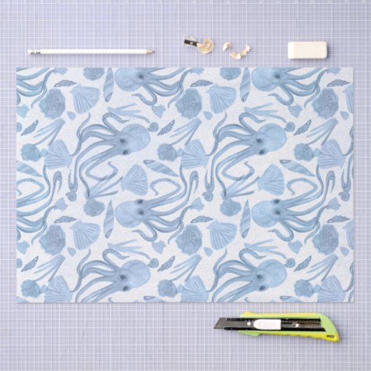 Deep Blue Octo Tissue Paper Seidenpapier (Handwerk)