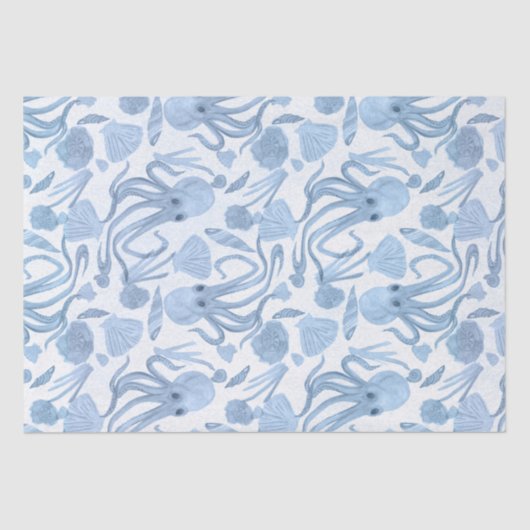 Deep Blue Octo Tissue Paper Seidenpapier (Vorderseite)