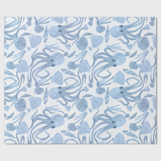 Deep Blue Octo Wrapping Paper Geschenkpapier (Flach)