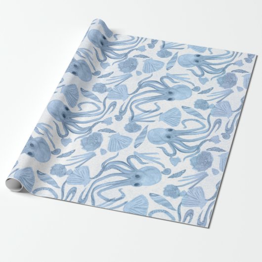 Deep Blue Octo Wrapping Paper Geschenkpapier (Ungerollt)