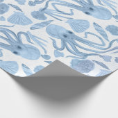 Deep Blue Octo Wrapping Paper Geschenkpapier (Ecke)