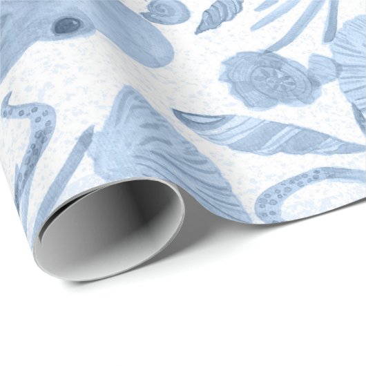 Deep Blue Octo Wrapping Paper Geschenkpapier (Rolleneckpunkt)