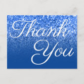 Deep Blue Ombre Bokeh Glitzer Vielen Dank Postkarte (Vorderseite)