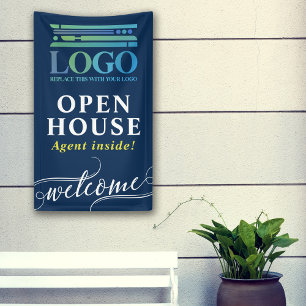 Deep Blue Open House Realtor Logo Willkommen Banner