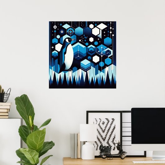 Deep Blue Penguin Cool Ice Snow Winter Antarktis Poster (Heimbüro)