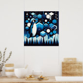 Deep Blue Penguin Cool Ice Snow Winter Antarktis Poster (Küche)