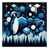 Deep Blue Pinguin im Winter Antarktiswald Poster (Vorderseite)