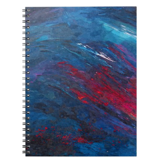 Deep Blue Red Abstrakt Wave Motion Notizblock (Vorderseite)