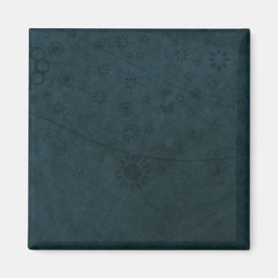 Deep Blue Retro Blume und Schmetterlinge Abstrakt Magnet