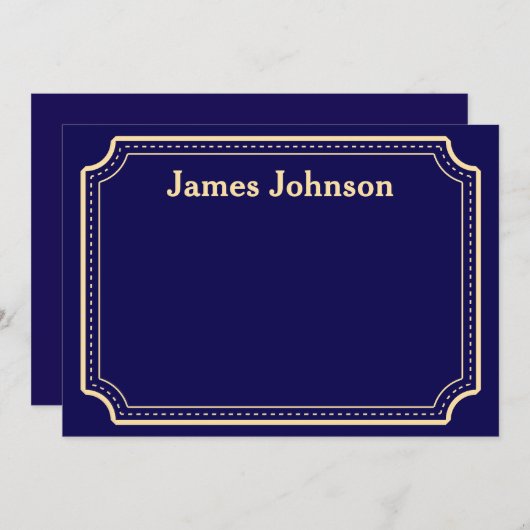 Deep blue Retro Bold Serif Desk Name Plate Mitteilungskarte (Vorne/Hinten)