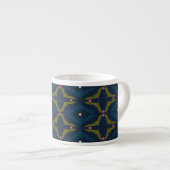 Deep Blue Retro Vintage Pattern  Espressotasse (Vorderseite Rechts)