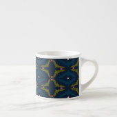 Deep Blue Retro Vintage Pattern  Espressotasse (Rechts)