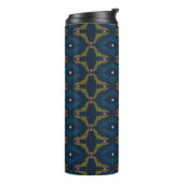 Deep Blue Retro Vintage Pattern  Thermosbecher (Nach links gedreht)