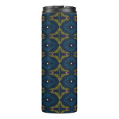 Deep Blue Retro Vintage Pattern  Thermosbecher (Rückseite)