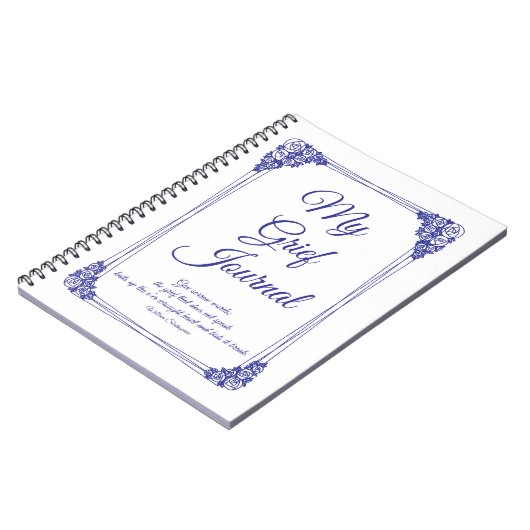 Deep Blue Rose Cluster Border Gkurze Journal Notizblock (Linke Seite)