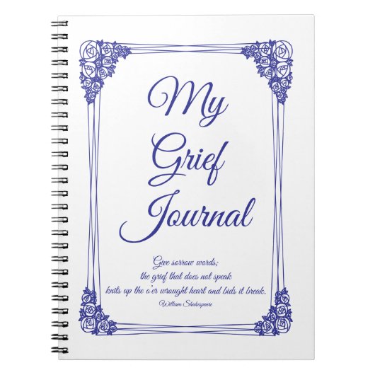 Deep Blue Rose Cluster Border Gkurze Journal Notizblock (Vorderseite)