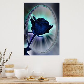 Deep blue rose poster