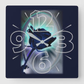 Deep blue rose quadratische wanduhr (Vorderseite)